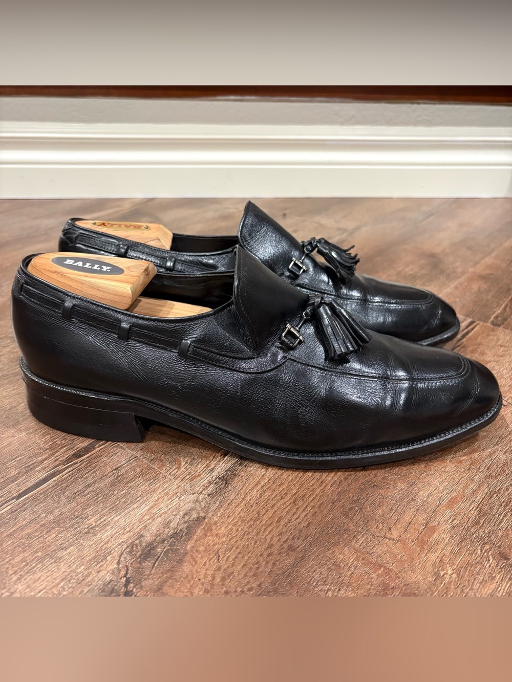 Vintage Made In USA Black Leather Slip On Dress Shoes Sears Loafers Mens 10D